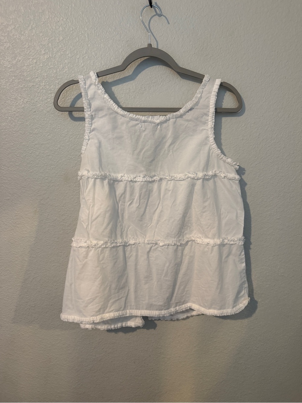 GAP White Button-Front Ruffle Trim Tank 100% Cotton - Picture 6 of 8